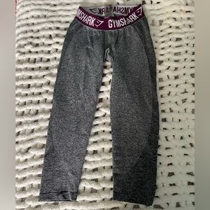 Gymshark Leggings - Gray, Purple Waistband
